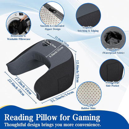 Reading Pillow for Gaming, Ergonomic Memory Foam Lap Desk Pillow