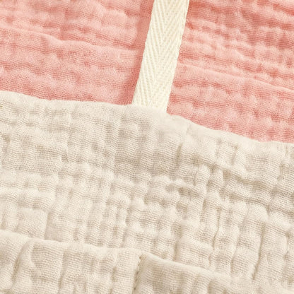 Baby Bedside Hanging Storage Bag Muslin Cotton Teddy Bear, Crib Diaper Caddy Organizer 2 Pockets, Nappy-Dormitory Nursery Organization Holder for Cribs, Playard or Wall Milk Bottle Bib Organizing