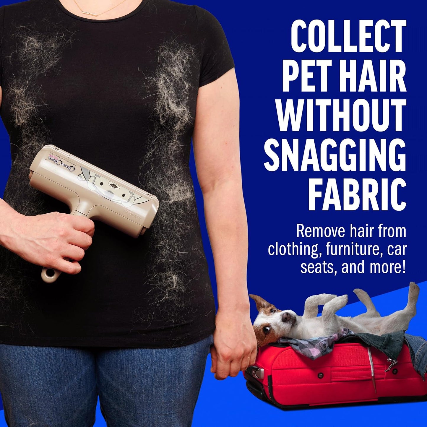 ChomChom Roller Pet Hair Remover – Reusable Lint Roller Pet Hair Removal Tool for Clothes, Couches, Cars and Travel - Cat Dog Hair Remover, Compact, No Sticky Refills Needed (Mini Roller)