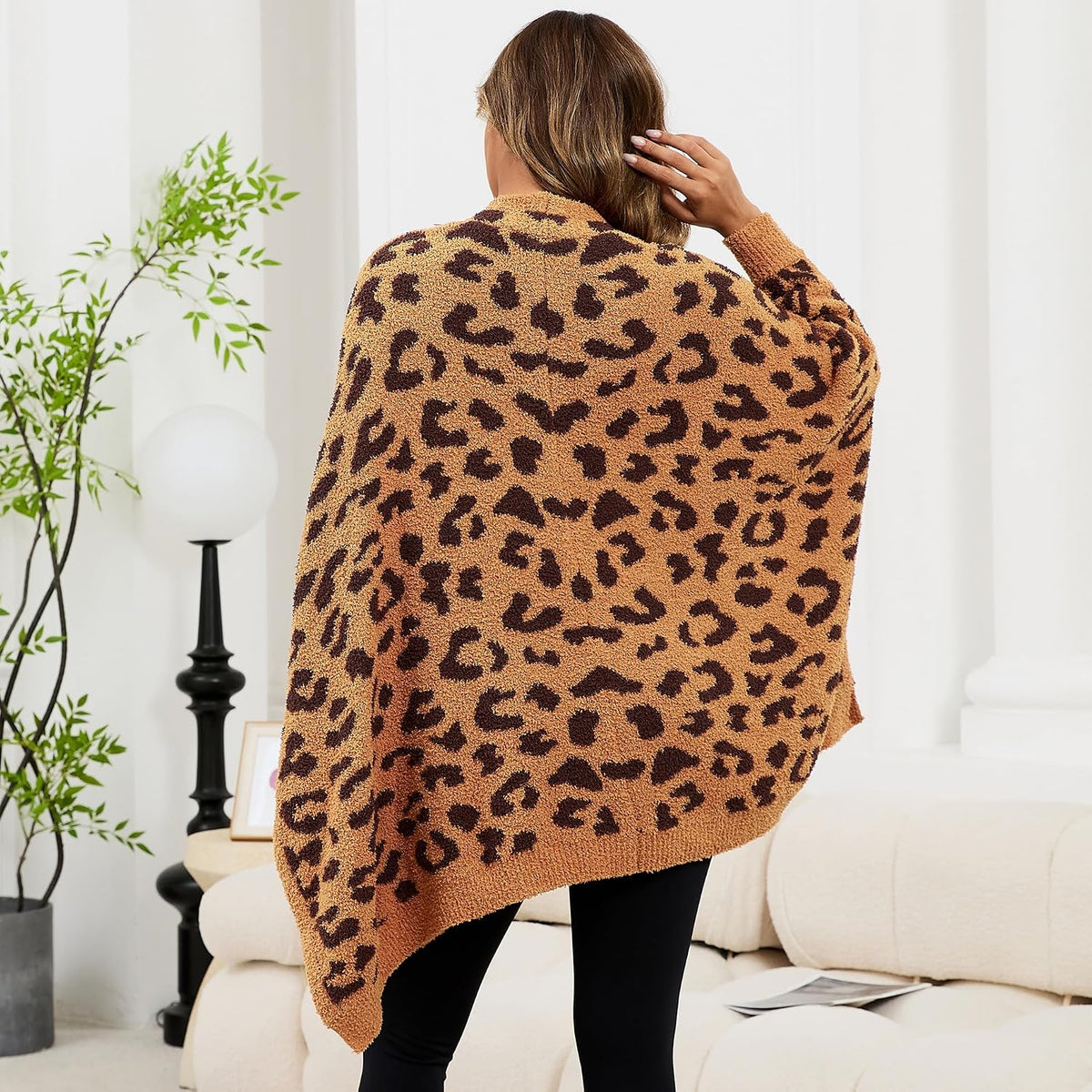 Wearable Blanket Sherpa Poncho Unique Office Work Warm Cozy Shawl TV Throw Blankets, Plush Cape Wrap for Adults