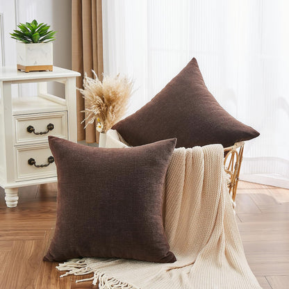 GAWAMAY Lumbar Support Pillow Decorative Rectangle Throw Pillow Covers 12"x20" Inch Set of 2, Soft Chenille Fall Pillowcase for Living Room Bedroom Sofa Couch Cushion Cover Grey 30x50cm (No Insert)