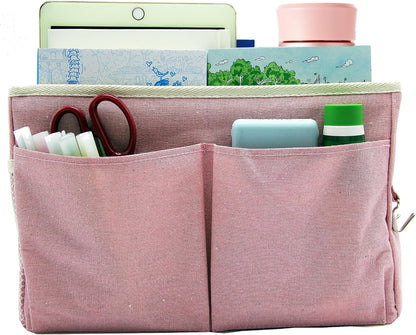 Bedside Caddy Bedside Hanging Storage Basket Multi-Function Organizer Caddy for Bunk and Hospital Beds Dorm Rooms Bed Rails, Can be Placed Glasses Books Mobile Phones（Navy Blue）