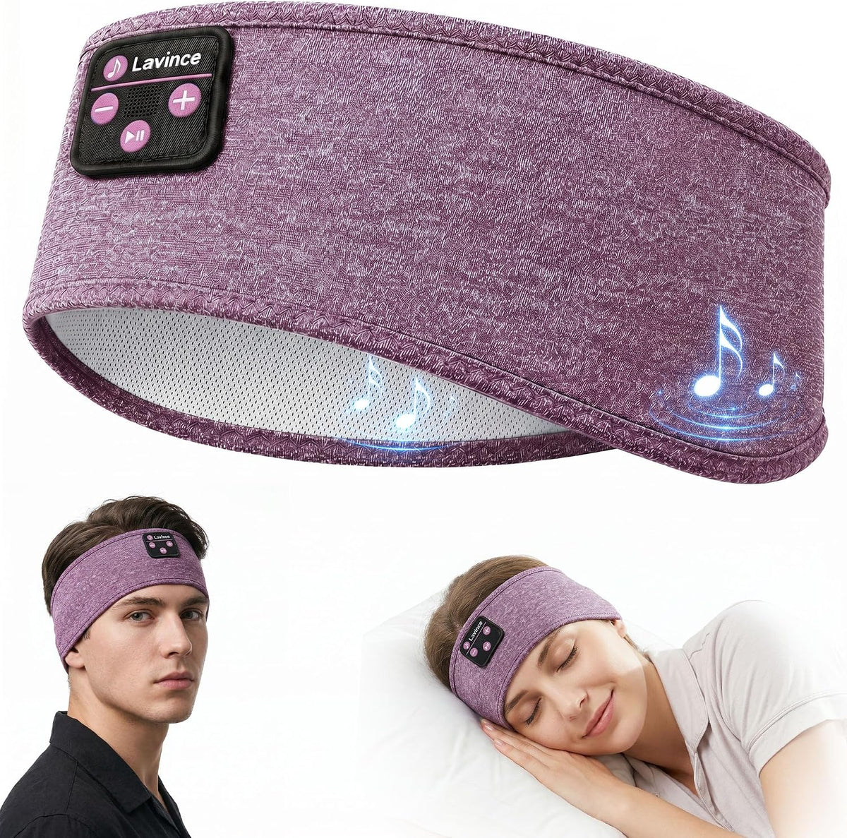Sleep Headphones Headband, Bluetooth 5.4 Sleeping Headphones for Side Sleepers, Wireless Headband Headphones with Ultra-Thin Stereo Speakers for Sports, Workout, Travel, Meditation