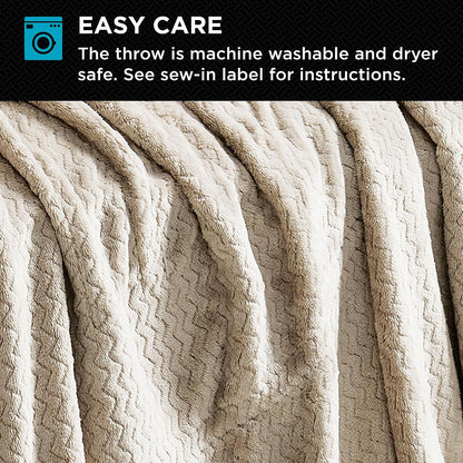 Brookstone Electric Heated Plush Throw - Heated Blankets - 4 Heat Settings, 4-Hour Auto Shut Off, 100% Polyester, 50"x60" - Blue Trellis