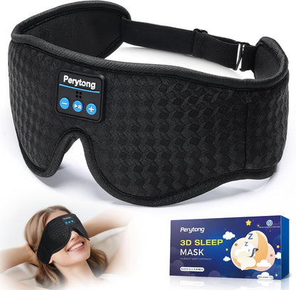 Perytong Sleep Mask with Bluetooth 5.4 Headphones, Wireless Music Sleep Eye Mask for Side Sleepers, 3D Contoured Comfort & Built-in HD Stereo Earphones, Blackout for Travel (Peach Pink)