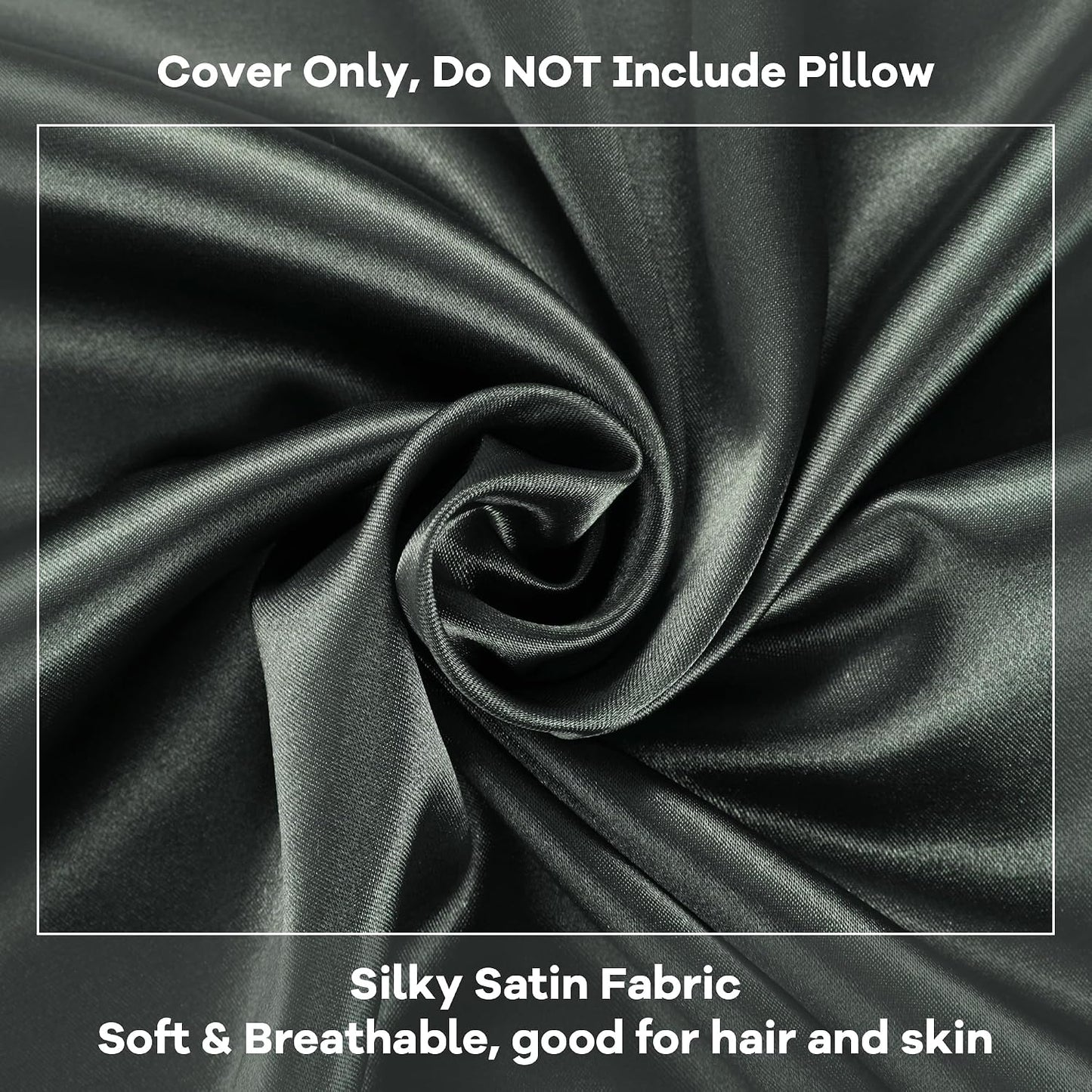 HOMBYS Satin Bed Wedge Pillow Cover Silky & Smooth Wedge Pillowcase 1 Pack 24x24x8, Soft & Breathable, Removable & Machine Washable-Zipper Design (Pillow Not Include), (Grey, 24"x24"x8")