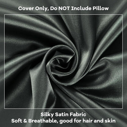 HOMBYS Satin Bed Wedge Pillow Cover Silky & Smooth Wedge Pillowcase 1 Pack 24x24x8, Soft & Breathable, Removable & Machine Washable-Zipper Design (Pillow Not Include), (Grey, 24"x24"x8")
