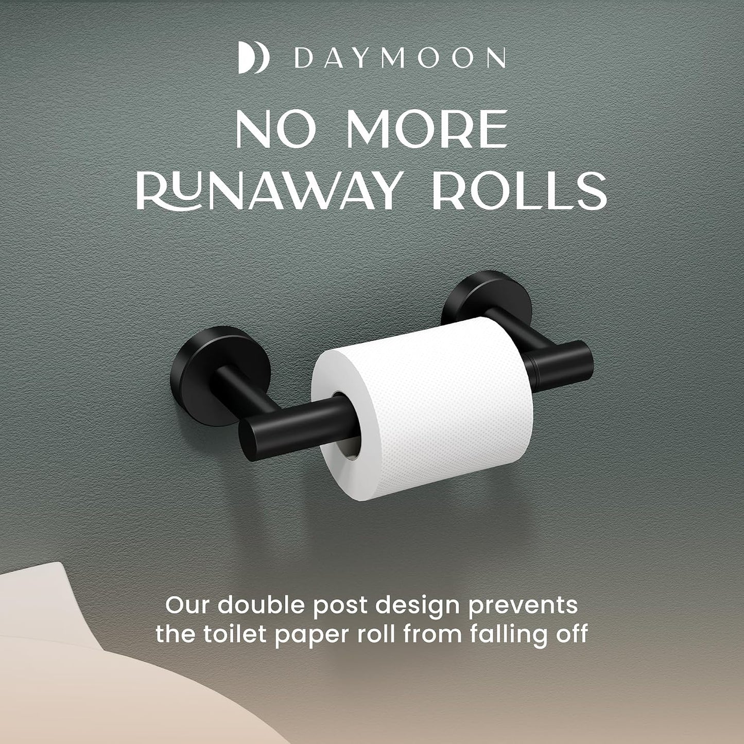 Day Moon™ - Toilet Paper Holder with Shelf - Modern Roll Holder for Bathroom - 1 Pack - Wall Mount - with Storage, Gold