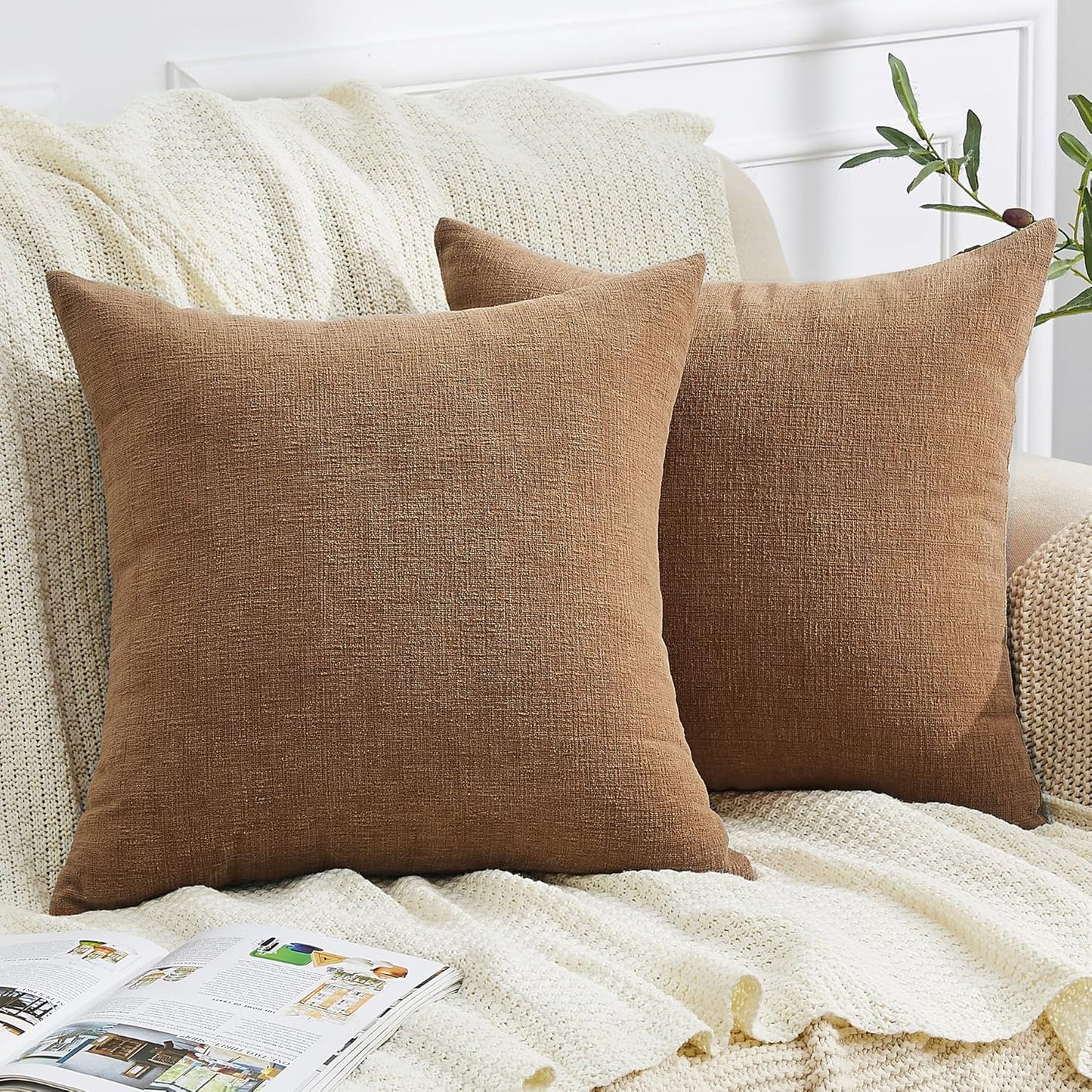 GAWAMAY Lumbar Support Pillow Decorative Rectangle Throw Pillow Covers 12"x20" Inch Set of 2, Soft Chenille Fall Pillowcase for Living Room Bedroom Sofa Couch Cushion Cover Grey 30x50cm (No Insert)