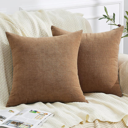 GAWAMAY Lumbar Support Pillow Decorative Rectangle Throw Pillow Covers 12"x20" Inch Set of 2, Soft Chenille Fall Pillowcase for Living Room Bedroom Sofa Couch Cushion Cover Grey 30x50cm (No Insert)