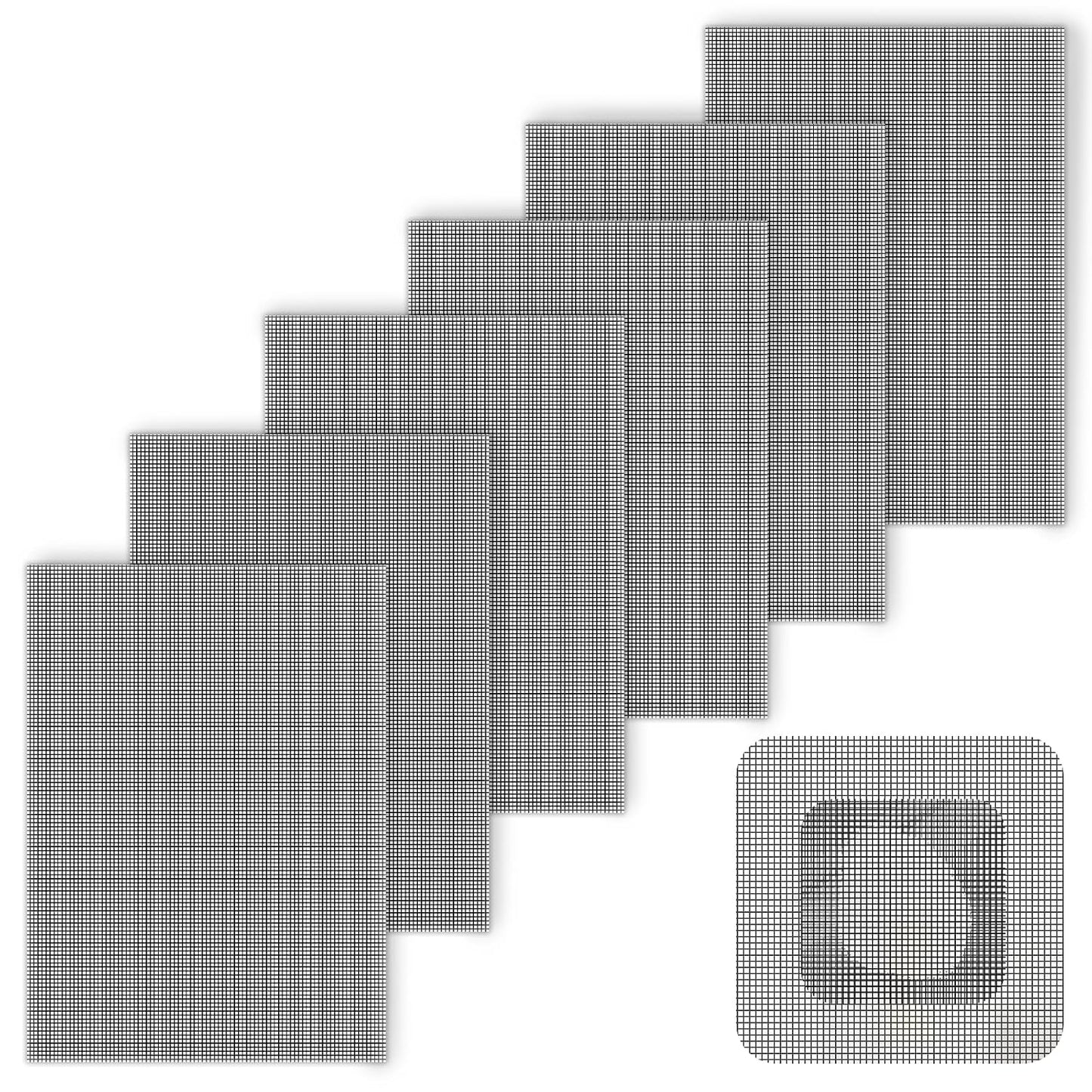 Matenf Window Screen Repair Patches, 4" x 4", 10 PCS, Black | 3-Layer Sticky Mesh Patches, Invisible Budget-Friendly, Tool-Free Waterproof Fix for Screen Tears, Holes and Pet Scratches