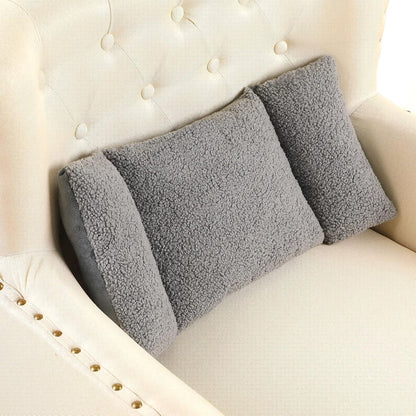 Queekay Fleece Lumbar Support Pillow 3 Section Back Pillow Office Chair for Back Support Comfortable Lumbar Cushion for Car Seat Pain Relief Sofa Rest(Black)