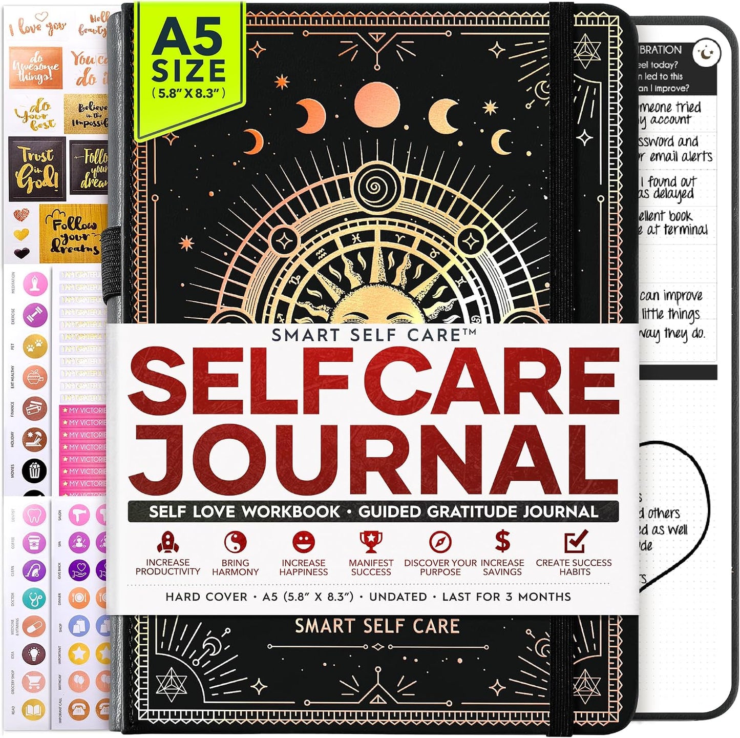 Freedom Mastery Daily Journal of Gratitude, Productivity & Habit Tracker | Undated 90-Day Planner with Daily Reflection, Mindfulness, Positivity, Vision Board & Stickers, Gratitude Journal for Women