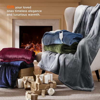 Bedsure Heated Blanket Throw Blanket with Preheat Function - Fast Heating Electric Blanket, Soft Flannel Throw with 6 Time Settings(Up to 10H), 6 Heating Settings, Gifts for Grandma (50"x60", Grey)