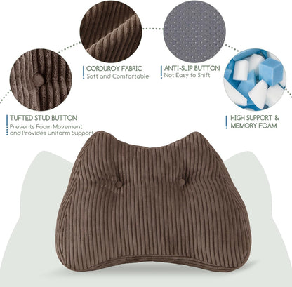 Lumbar Support Pillow for Recliner Chair/Accent Chair/Couch/Office Chair, Tufted Corduroy Back Support Cushion for Elderly, M-Shaped Recliner Cushions for Back Rest, Pain Relief, Reading, Dark Grey