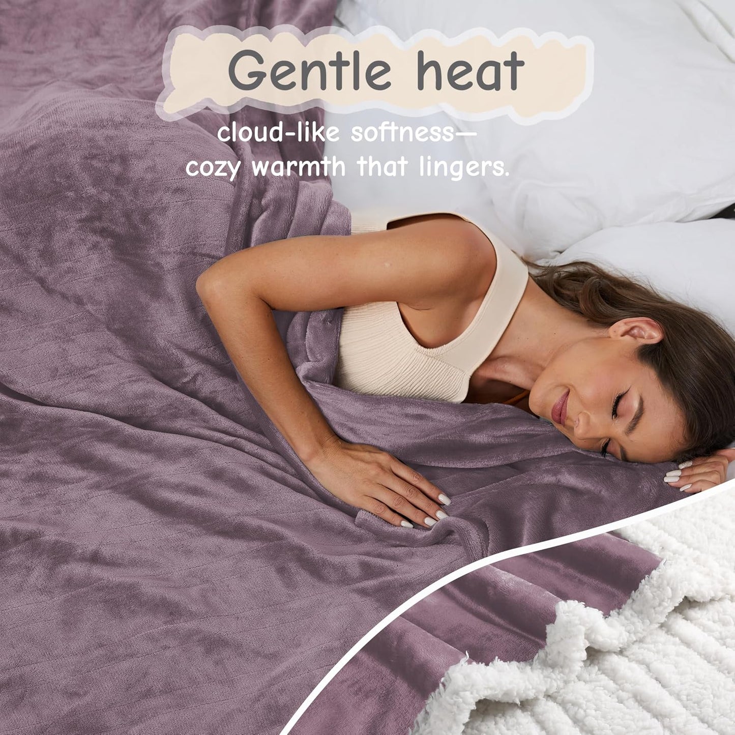 Soypipo Electric Heated Throw Blanket 50"x60", Faux Fur Plush with 4 Heat Settings & 2/4/8/10H Auto Shut-Off, Overheat Protection, Machine Washable, for Office & Chair, Dark Grey