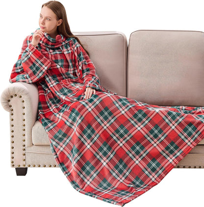 IFNOW Sherpa Wearable Blanket with Sleeves, Oversized Snuggle Robe, Grey