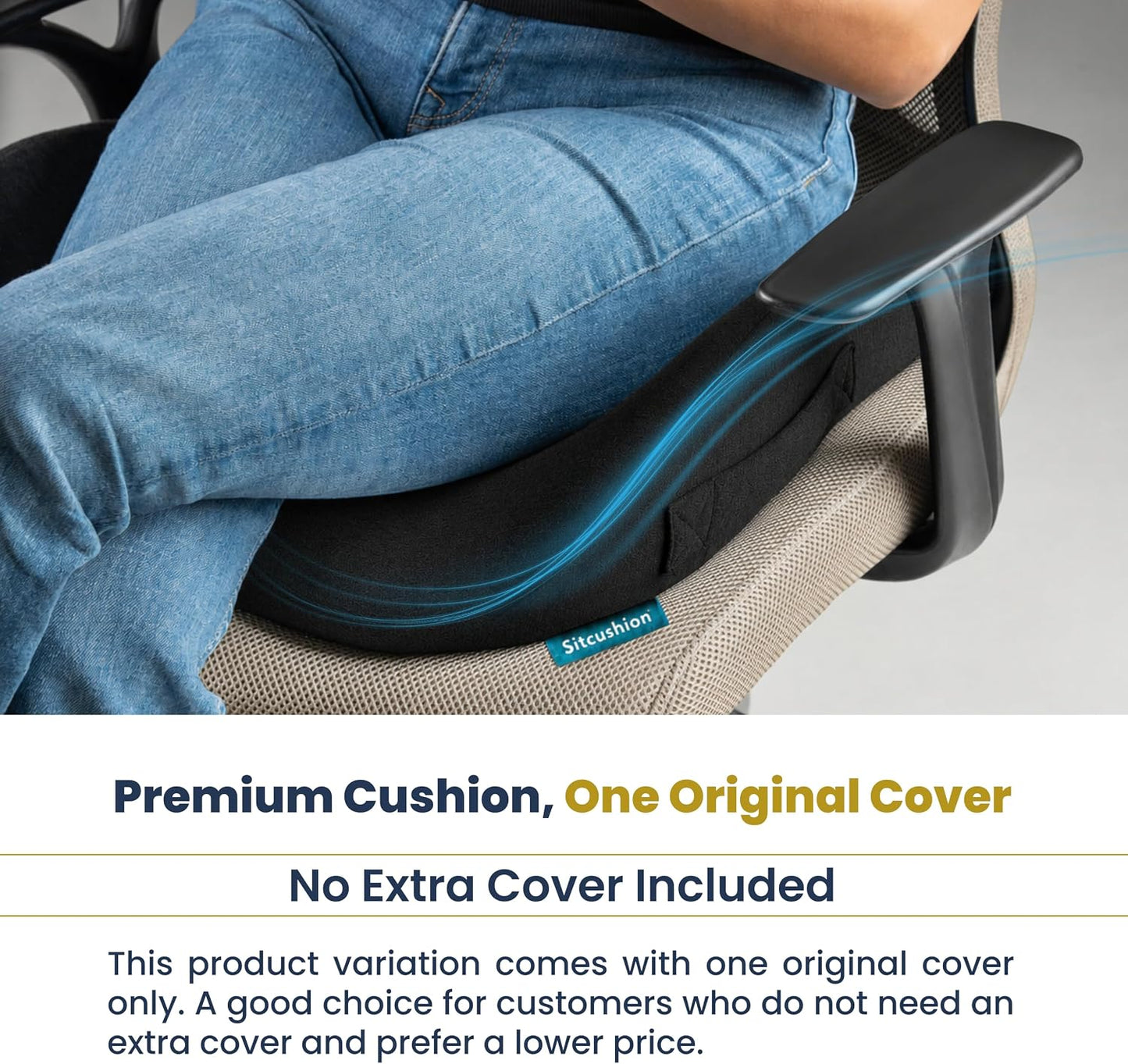SitCushion Extra Large Memory Foam Seat Cushions for Office Chairs, Pressure Relief Seat Cushion for Tailbone Pain Relief, Sciatica & Back Pain, Ergonomic Office Chair Cushion for Long Sitting (Black)