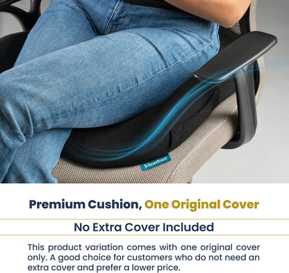 SitCushion Extra Large Memory Foam Seat Cushions for Office Chairs, Pressure Relief Seat Cushion for Tailbone Pain Relief, Sciatica & Back Pain, Ergonomic Office Chair Cushion for Long Sitting (Black)