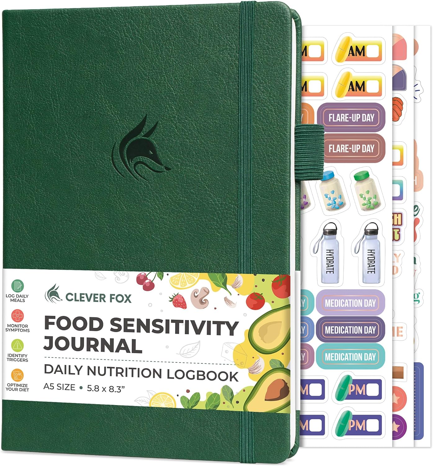 Clever Fox Food Sensitivity Journal & Symptom Diary, 8.5x11 Purple | Simple tracker log book for adults & kids, Intolerance, allergy, elimination diet, diabetic, IBS, low fodmap, food & poop