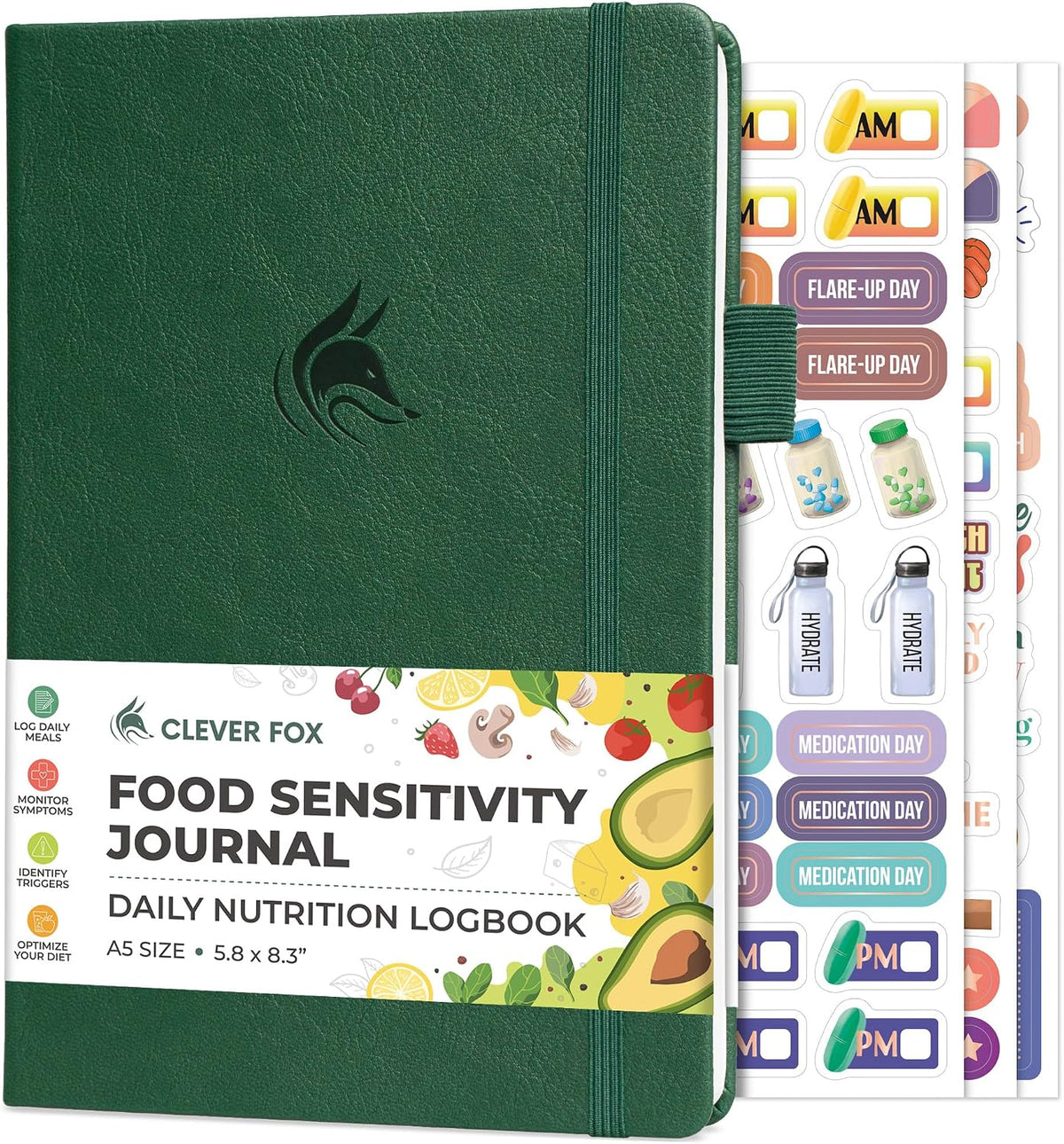 Clever Fox Food Sensitivity Journal & Symptom Diary, 8.5x11 Purple