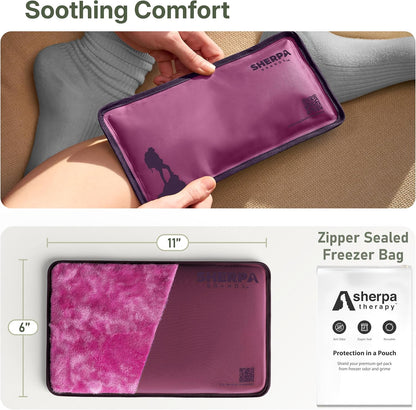 Medium Flexible Gel Ice Packs Reusable - Hot and Cold Soft Ice Packs for Injuries Reusable for Ankle, Arm, Foot, Leg, Back Pain Relief - 8" x 12" - Purple