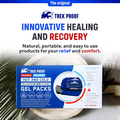 Ice Packs for Injuries Reusable (3-Piece Set) – Hot and Cold Ice Pack Therapy Gel Wrap Support – Supports Recovery, Joint and Muscle Pain – Knees, Back & More (3 Piece Set - Classic)