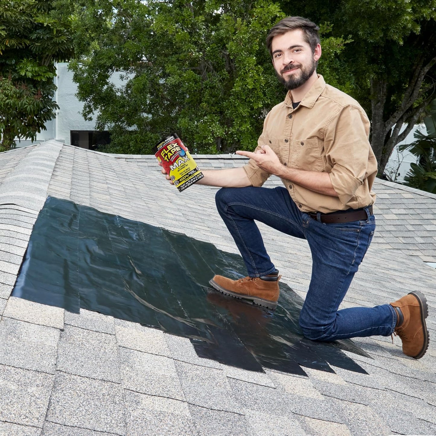 Flex Tape, Original Thick Flexible Rubberized Waterproof Tape - Seal and Patch Leaks, Works Underwater, Indoor Outdoor - Home RV Roof Plumbing and Pool Repairs, Clear, 4 in x 5 ft, Pack of 1