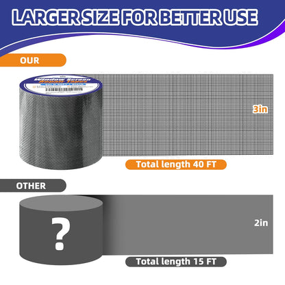 KING MOUNTAIN Grey Window Screen Repair Tape,3inX20FT Heavy Duty Screen Repair Kit for Window Screen and Screen Door Tears Holes,Strong Adhesive & Waterproof Window Screen Patch