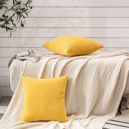 GAWAMAY Lumbar Support Pillow Decorative Rectangle Throw Pillow Covers 12"x20" Inch Set of 2, Soft Chenille Fall Pillowcase for Living Room Bedroom Sofa Couch Cushion Cover Grey 30x50cm (No Insert)