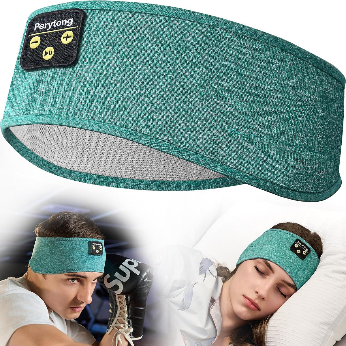 Perytong Sleep Headphones Wireless, Bluetooth Sports Headband Headphones with Ultra-Thin HD Stereo Speakers Perfect for Sleeping,Workout,Jogging,Yoga,Insomnia, Air Travel, Meditation (Grey)
