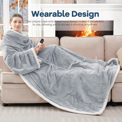 MAXEVE Heated Wearable Blanket with Foot Pocket & Sleeves Electric Snuggle