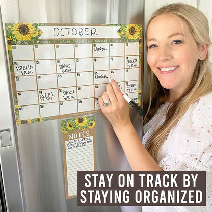 Hadley Designs Magnetic Calendar for Refrigerator - Kraft White Magnetic Dry Erase Calendar, Dry Erase Calendars for Wall, Magnet Fridge Calendars, Notepad for Fridge with Magnet