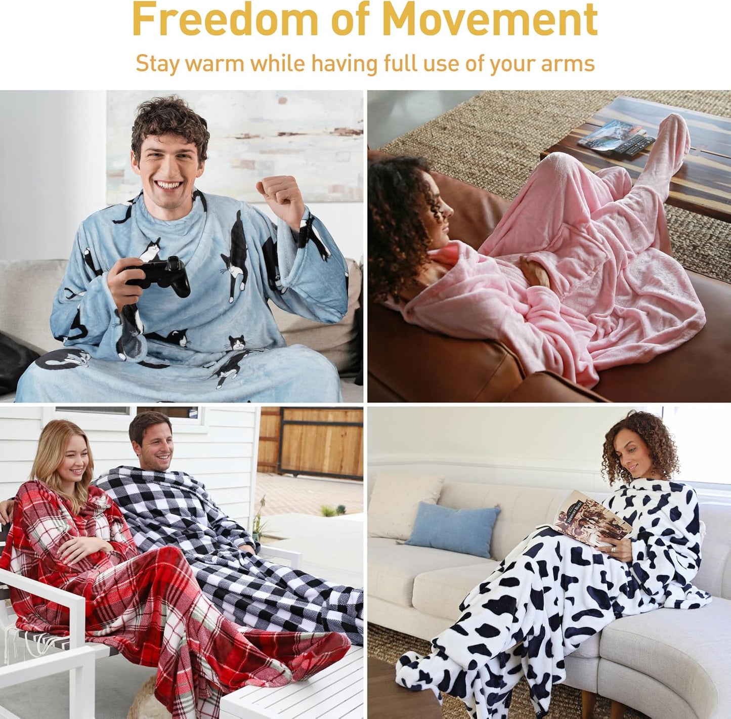 Catalonia Wearable Blanket with Sleeves & Foot Pocket for Adults | Soft Fleece Throw Wrap with Hands-Free Comfort, Perfect for Reading, TV Time & Relaxing, Christmas Gift for Women & Men