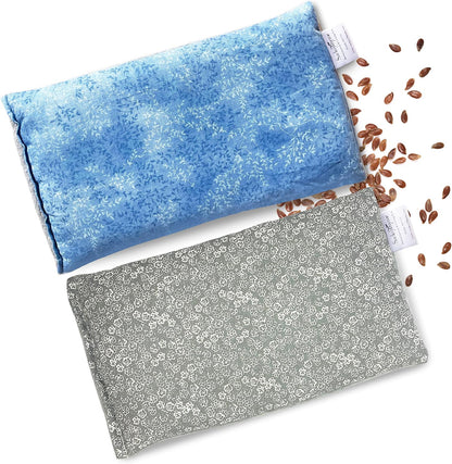 SacksyThyme Microwave Heating Pad for Back, Neck, Menstrual Cramps, Shoulders, Leg Pain Relief - Hot Moist Microwavable Therapy Pack - Gray Unscented Flaxseed Heat Pad Made in USA
