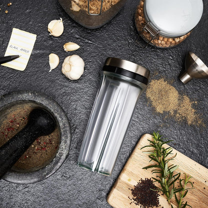 Cole & Mason Saunderton Spice Storage & Shaker - Herb Keeper for Refrigerator, Countertop or Cabinet - Divided Food Storage Container - Spice Shaker with Lid - Clear/Silver