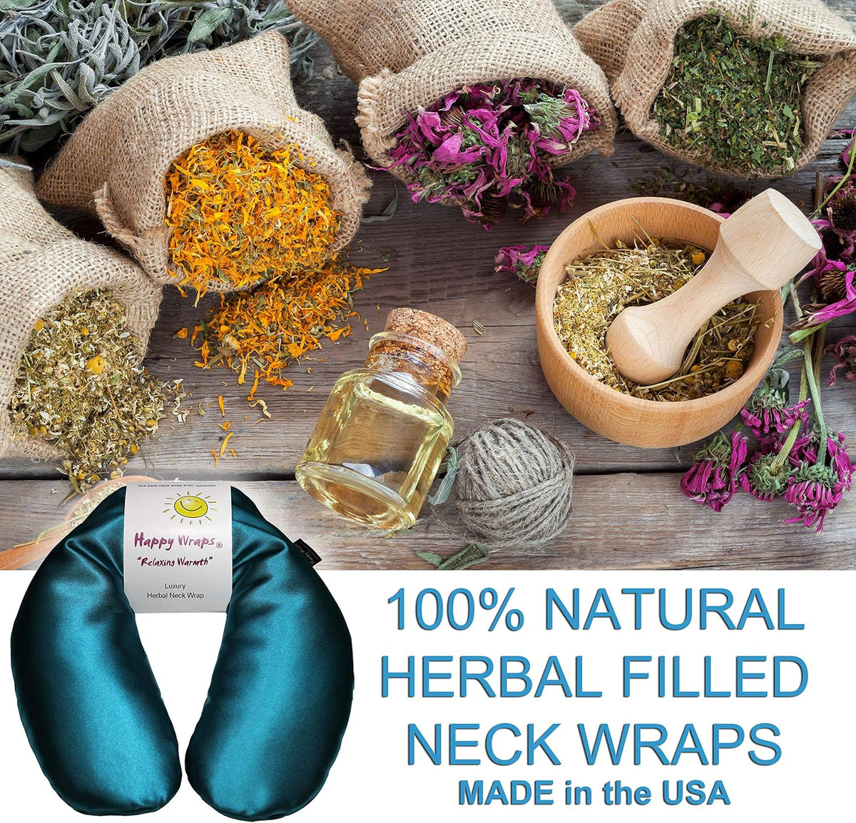 Microwavable Herbal Neck Wrap - Hot Cold Aromatherapy Neck Warming Pillow - Heating Pad for Migraines, Stress, Gifts for Women, Birthdays, Christmas and Free Sleep Mask - Purple Cotton