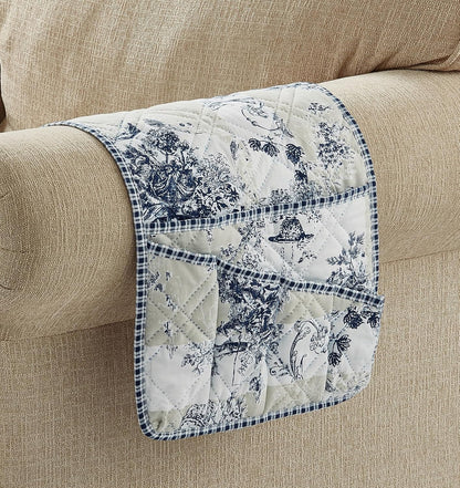 Brilliant Sunshine Burgundy Toile Floral Couch Armrest Cover, 35"×13" | Washable Magazine Holder, Armrest Organizer & Caddy on Sofa, Recliner, Armchair, Storage for Remote Controls, Phone, iPad