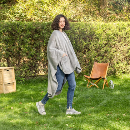 Berkshire Blanket Primalush™ Wearable Blanket, Cozy Loungewear Pocketed Plush Cape Wrap for Adults & Teens(Purple, One Size 58"X64")