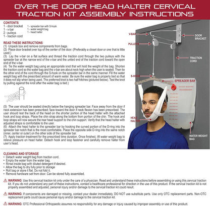 OTC Cervical Traction Kit, Neck Pain Relief, Vertebrae Disk Herniation, Complete Over Door Setup