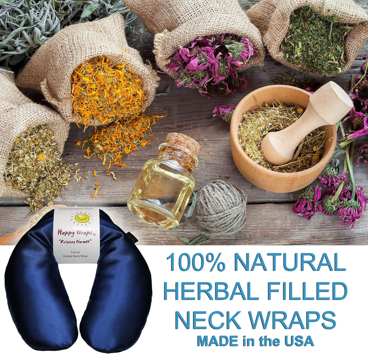 Microwavable Herbal Neck Wrap - Hot Cold Aromatherapy Neck Warming Pillow - Heating Pad for Migraines, Stress, Gifts for Women, Birthdays, Christmas and Free Sleep Mask - Purple Cotton