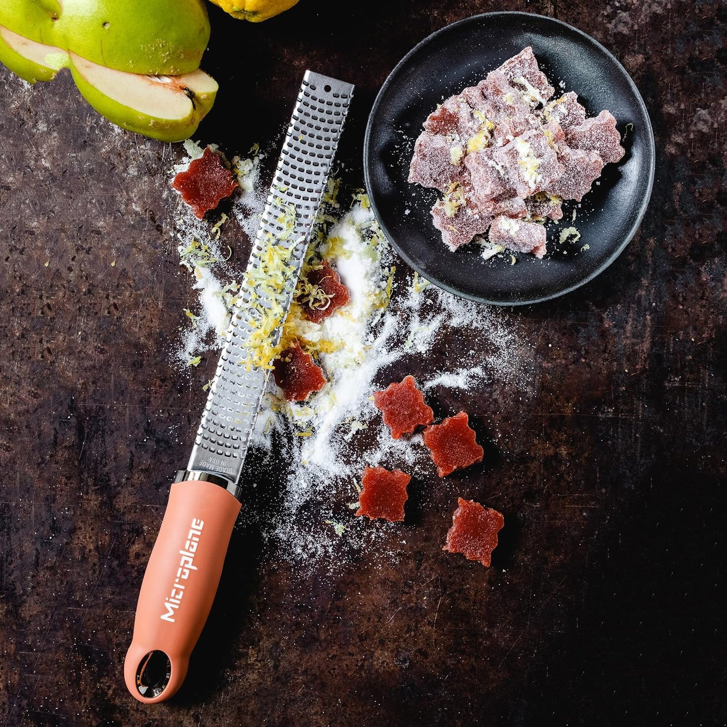 Premium Classic Series Zester - Lipstick Pink | Lemon Zester tool, Hard Cheese & Vegetable Grater | For Citrus, Parmesan Cheese, Garlic, Ginger, Nutmeg | Fine Stainless Steel Blade, Made in USA