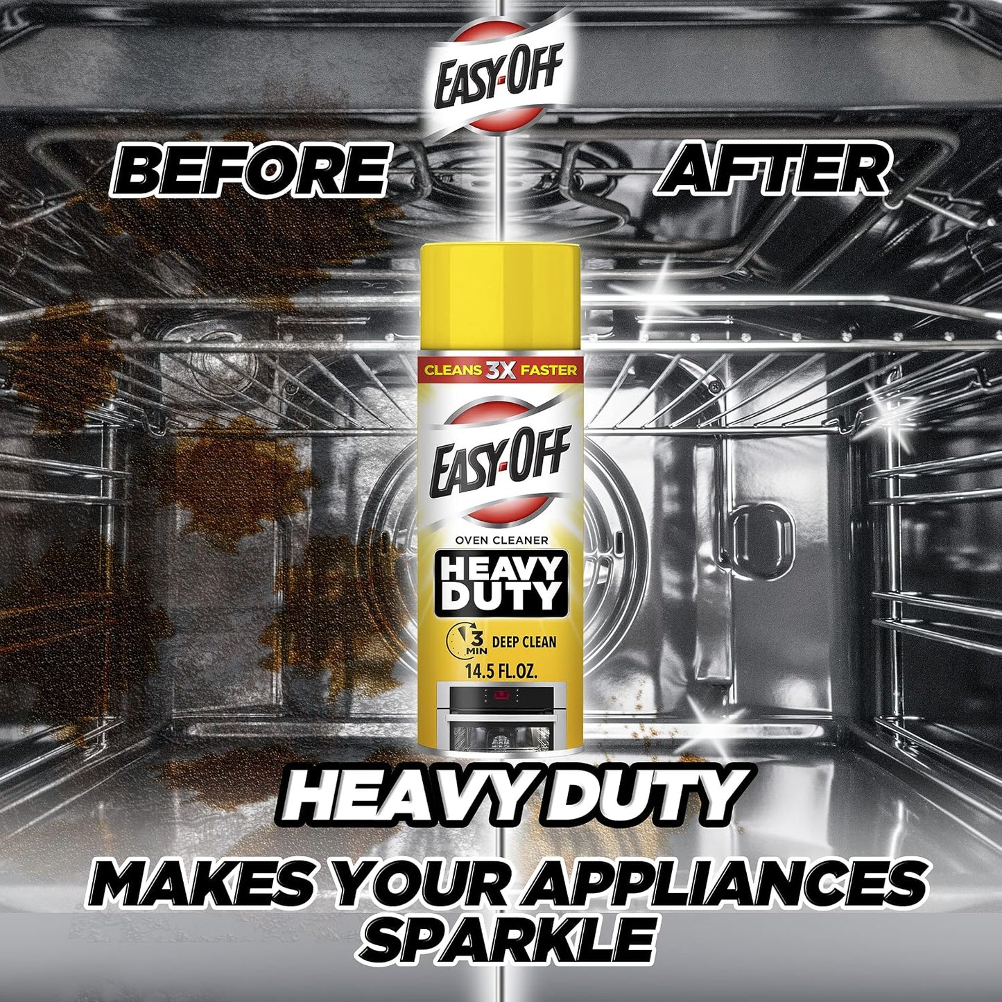 Easy Off Heavy Duty Oven Cleaner, Destroys Tough Burnt on Food and Grease, Fresh Scent, 14.5 oz Can