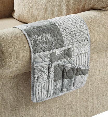 Brilliant Sunshine Burgundy Toile Floral Couch Armrest Cover, 35"×13" | Washable Magazine Holder, Armrest Organizer & Caddy on Sofa, Recliner, Armchair, Storage for Remote Controls, Phone, iPad