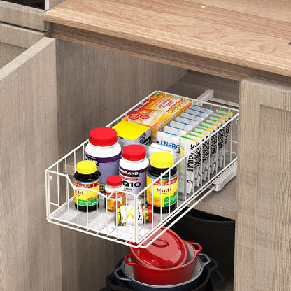 Simple Houseware Pull-Out Cabinet Sliding Basket, 17.2Dx9.7Wx5H, Chrome | Ideal for Kitchen and Bathroom Cabinet Storage Organizer, Under Sink or Pantry Organization