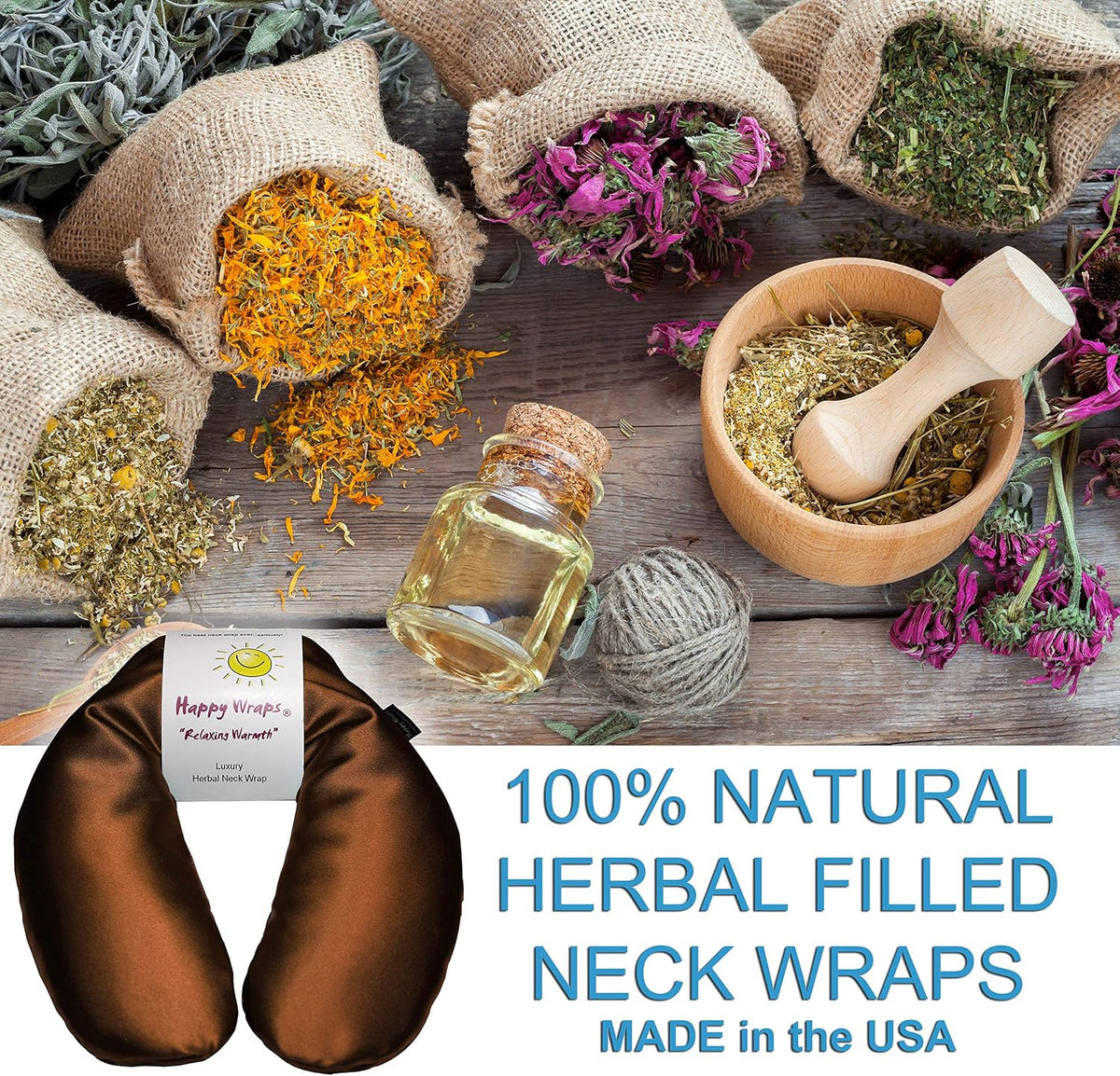 Microwavable Herbal Neck Wrap - Hot Cold Aromatherapy Neck Warming Pillow - Heating Pad for Migraines, Stress, Gifts for Women, Birthdays, Christmas and Free Sleep Mask - Purple Cotton