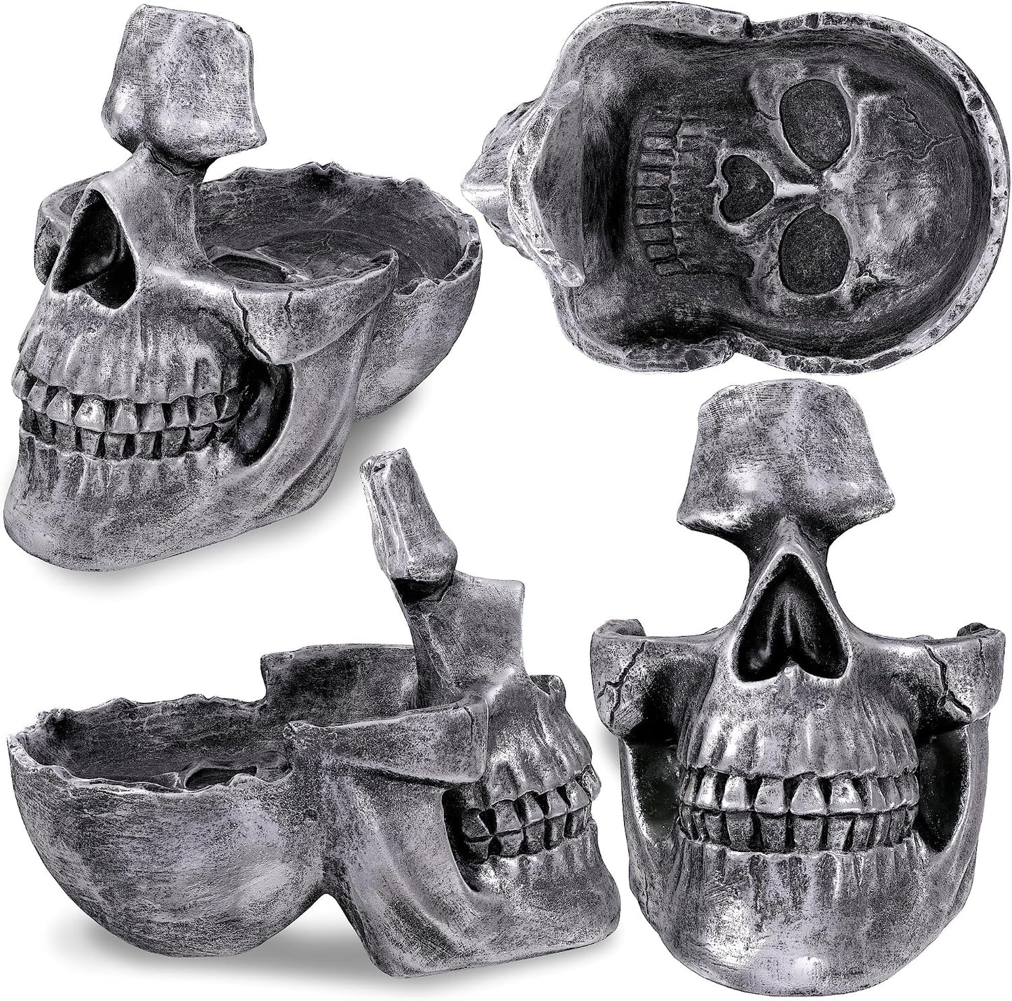READAEER Skull Glasses Stand Holder, Creative Eyeglasses Holder, Sunglasses Spectacle Display Rack, Key Holder Resin Sculptures for Entryway, Home, Office, Desk, Nightstand (White)