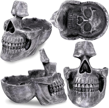 READAEER Skull Glasses Stand Holder, Creative Eyeglasses Holder, Sunglasses Spectacle Display Rack, Key Holder Resin Sculptures for Entryway, Home, Office, Desk, Nightstand (White)