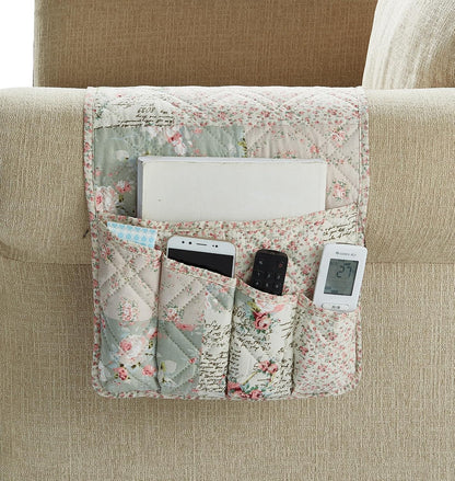 Brilliant Sunshine Burgundy Toile Floral Couch Armrest Cover, 35"×13" | Washable Magazine Holder, Armrest Organizer & Caddy on Sofa, Recliner, Armchair, Storage for Remote Controls, Phone, iPad