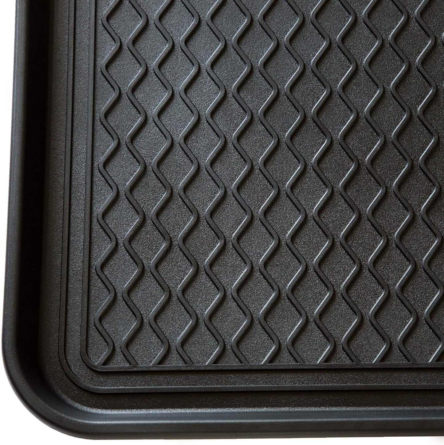 Stalwart 75-ST6012 All Weather Boot Tray-Water Resistant Plastic Utility Shoe Mat for Indoor and Outdoor Use in All Seasons (Black), Large